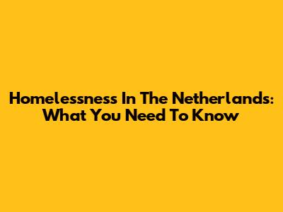 Homelessness In The Netherlands: What You Need To Know