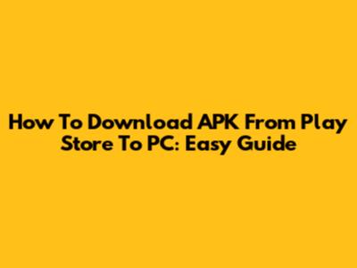 How To Download APK From Play Store To PC: Easy Guide