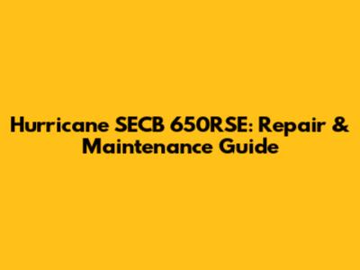 Hurricane SECB 650RSE: Repair & Maintenance Guide