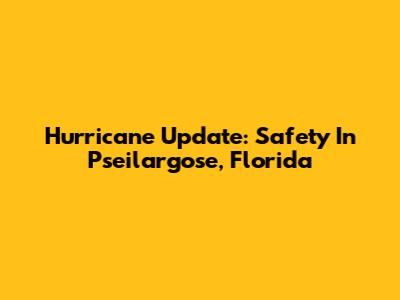 Hurricane Update: Safety In Pseilargose, Florida