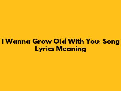 I Wanna Grow Old With You: Song Lyrics Meaning