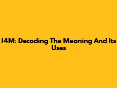 I4M: Decoding The Meaning And Its Uses