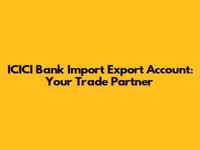 ICICI Bank Import Export Account: Your Trade Partner