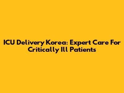 ICU Delivery Korea: Expert Care For Critically Ill Patients