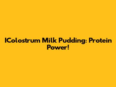 IColostrum Milk Pudding: Protein Power!