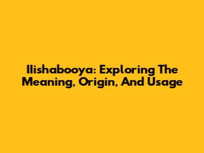 IIishabooya: Exploring The Meaning, Origin, And Usage
