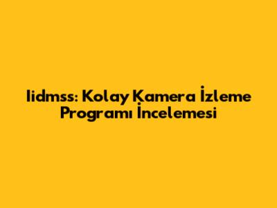 Iidmss: Kolay Kamera İzleme Programı İncelemesi