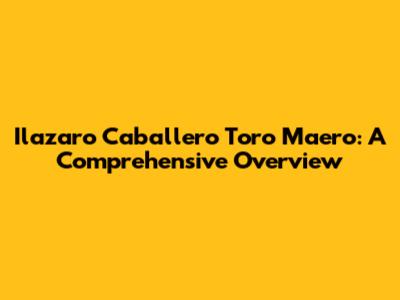 Ilazaro Caballero Toro Maero: A Comprehensive Overview