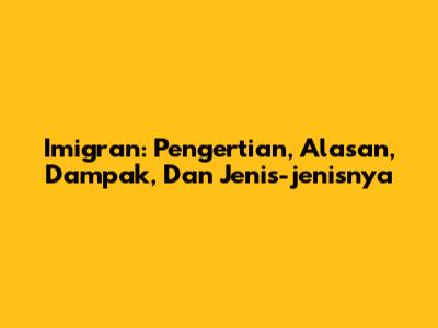 Imigran: Pengertian, Alasan, Dampak, Dan Jenis-jenisnya