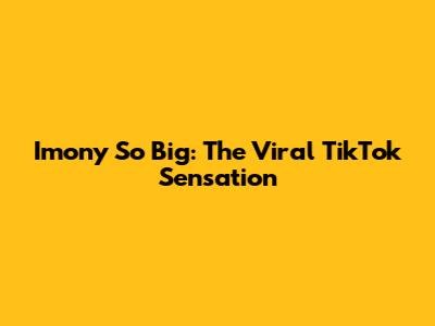 Imony So Big: The Viral TikTok Sensation