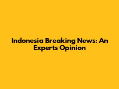 Indonesia Breaking News: An Expert's Opinion