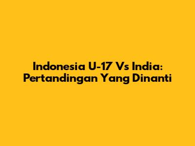 Indonesia U-17 Vs India: Pertandingan Yang Dinanti
