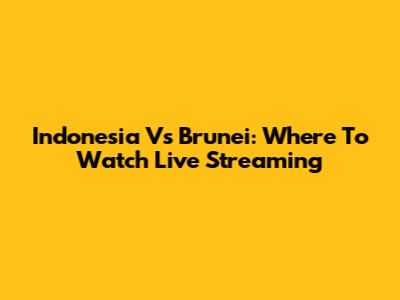 Indonesia Vs Brunei: Where To Watch Live Streaming