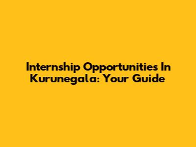 Internship Opportunities In Kurunegala: Your Guide