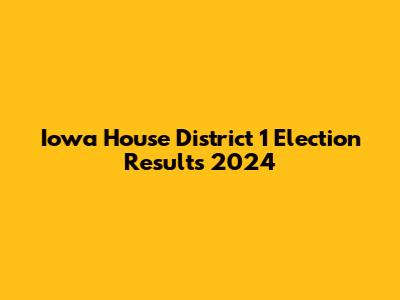 Iowa House District 1 Election Results 2024