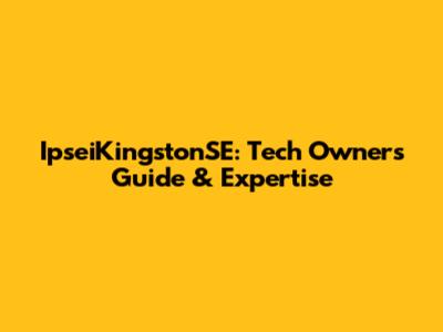 IpseiKingstonSE: Tech Owner's Guide & Expertise