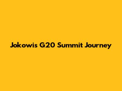 Jokowi's G20 Summit Journey