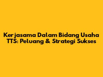 Kerjasama Dalam Bidang Usaha TTS: Peluang & Strategi Sukses