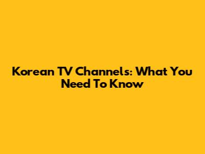 Korean TV Channels: What You Need To Know