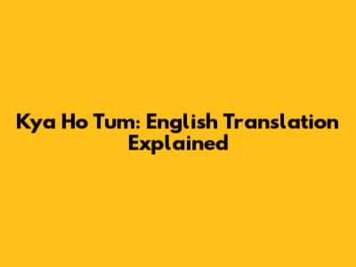 Kya Ho Tum: English Translation Explained