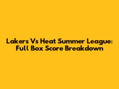 Lakers Vs Heat Summer League: Full Box Score Breakdown