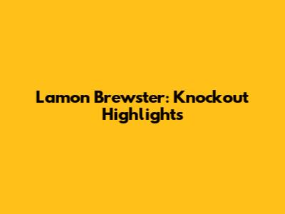 Lamon Brewster: Knockout Highlights