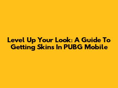 Level Up Your Look: A Guide To Getting Skins In PUBG Mobile