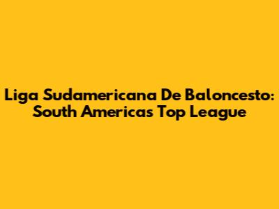 Liga Sudamericana De Baloncesto: South America's Top League