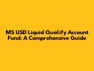 MS USD Liquid Qualify Account Fund: A Comprehensive Guide