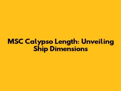 MSC Calypso Length: Unveiling Ship Dimensions