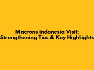 Macron's Indonesia Visit: Strengthening Ties & Key Highlights