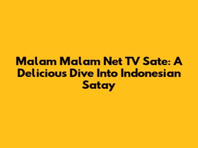 Malam Malam Net TV Sate: A Delicious Dive Into Indonesian Satay
