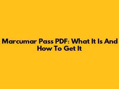 Marcumar Pass PDF: What It Is And How To Get It