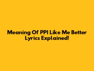 Meaning Of 'PPI Like Me Better' Lyrics Explained!