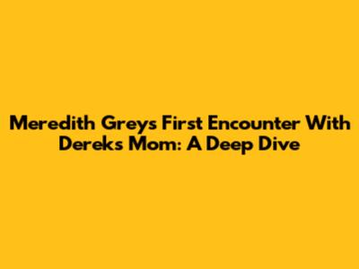 Meredith Grey's First Encounter With Derek's Mom: A Deep Dive
