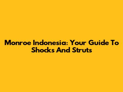 Monroe Indonesia: Your Guide To Shocks And Struts