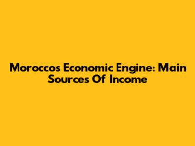 Morocco's Economic Engine: Main Sources Of Income