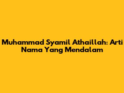 Muhammad Syamil Athaillah: Arti Nama Yang Mendalam