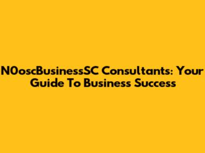 N0oscBusinessSC Consultants: Your Guide To Business Success