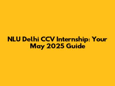 NLU Delhi CCV Internship: Your May 2025 Guide