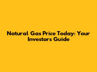 Natural Gas Price Today: Your Investor's Guide