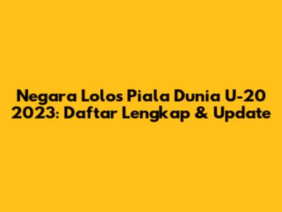 Negara Lolos Piala Dunia U-20 2023: Daftar Lengkap & Update