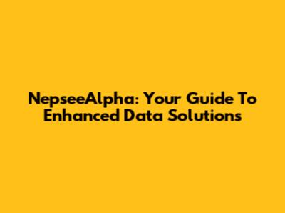 NepseeAlpha: Your Guide To Enhanced Data Solutions