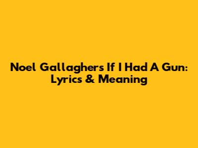 Noel Gallagher's "If I Had A Gun": Lyrics & Meaning