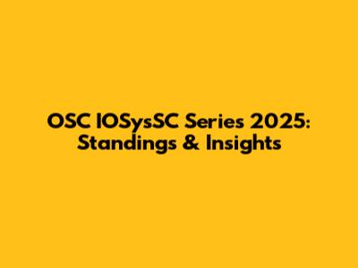 OSC IOSysSC Series 2025: Standings & Insights