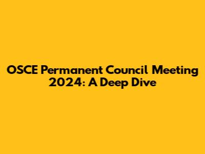 OSCE Permanent Council Meeting 2024: A Deep Dive