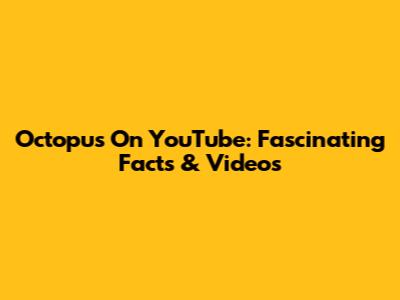 Octopus On YouTube: Fascinating Facts & Videos