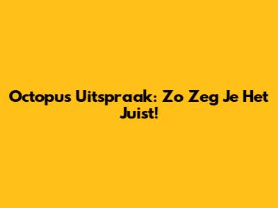 Octopus Uitspraak: Zo Zeg Je Het Juist!