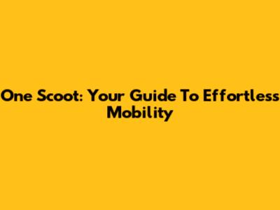 One Scoot: Your Guide To Effortless Mobility