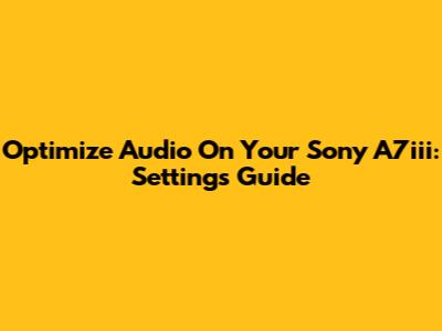 Optimize Audio On Your Sony A7iii: Settings Guide